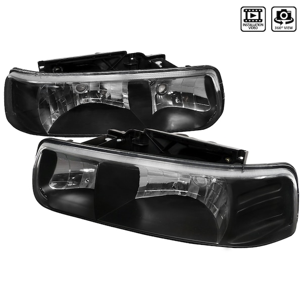 Spec-D Tuning 99-02 Chevrolet Silverado Crystal Housing Black Housing LH-SIV99JM-RS - main